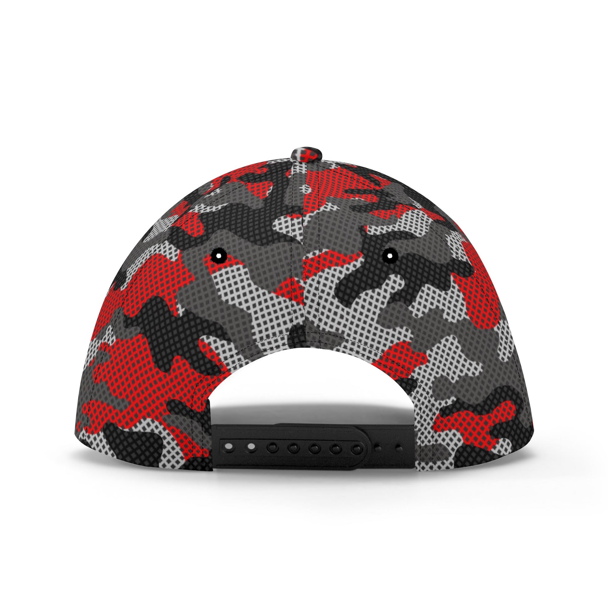 Red Camo Baseball Cap | Black and Gray Pixel Camouflage