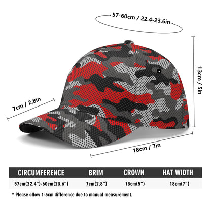 Red Camo Baseball Cap | Black and Gray Pixel Camouflage