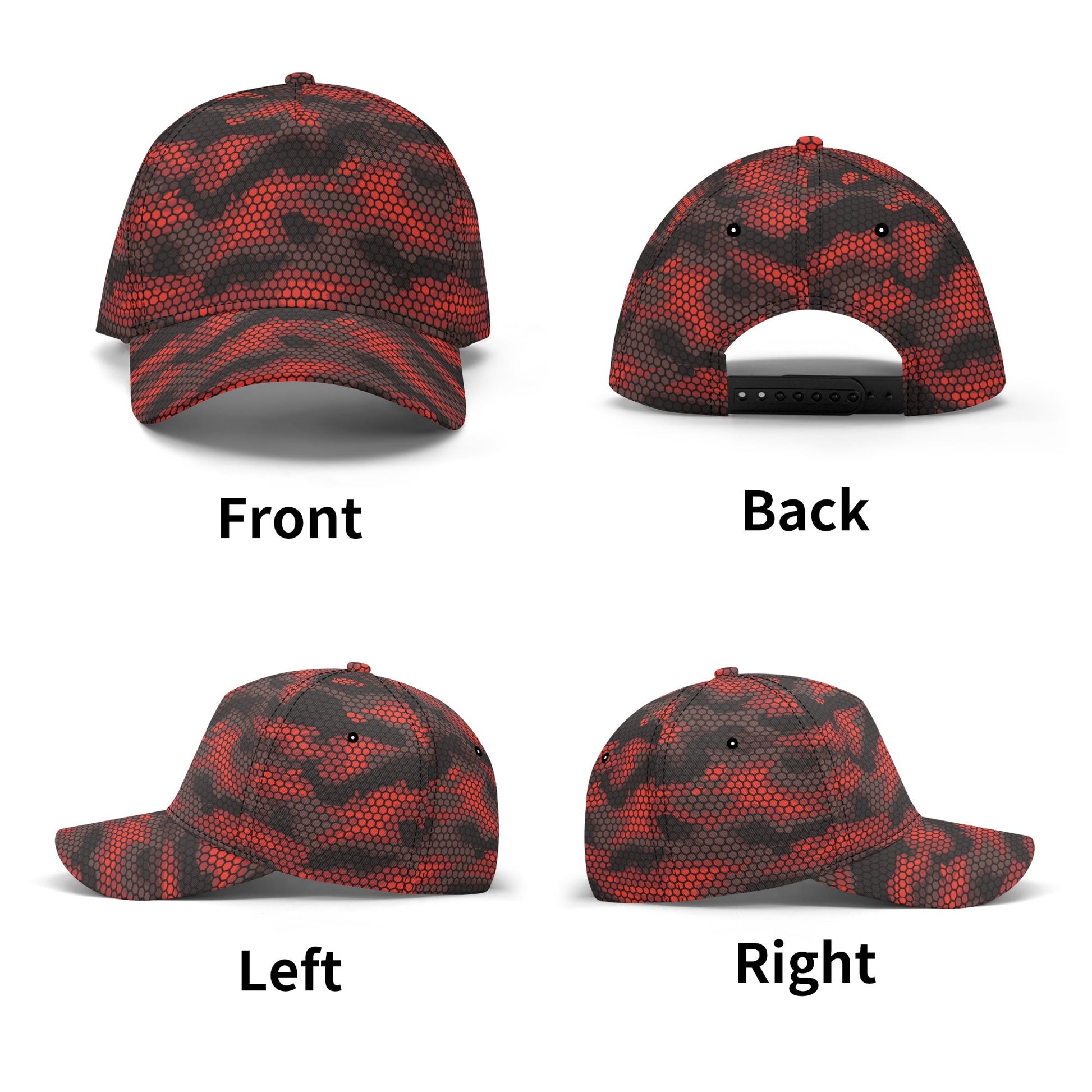 Red Camo Cap | Geometric Hive Camouflage Pattern