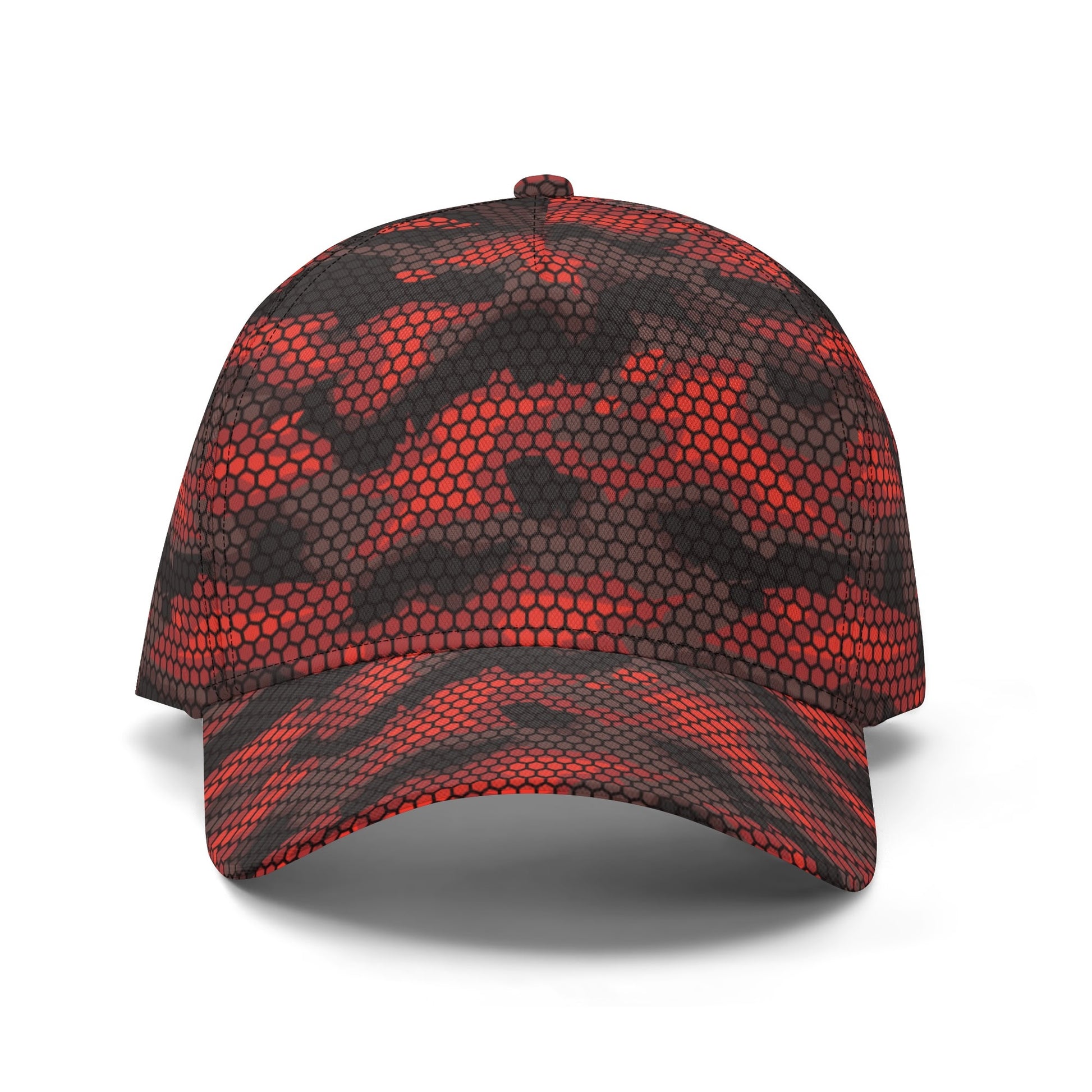 Red Camo Cap | Geometric Hive Camouflage Pattern