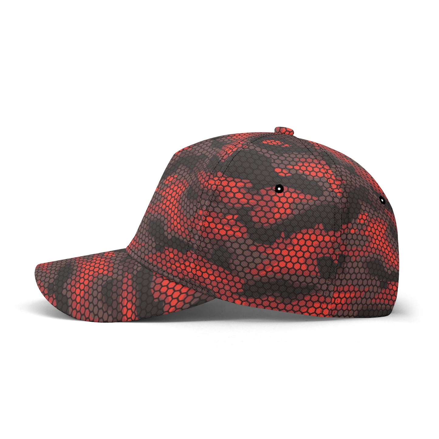 Red Camo Cap | Geometric Hive Camouflage Pattern