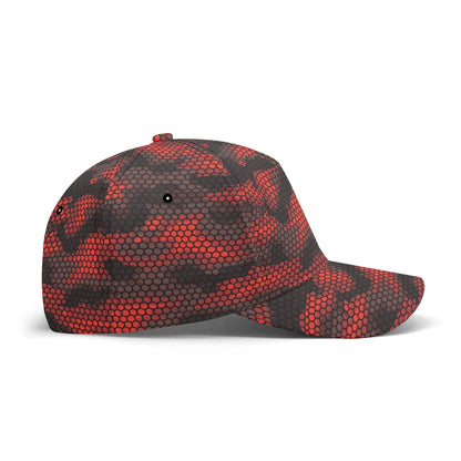 Red Camo Cap | Geometric Hive Camouflage Pattern