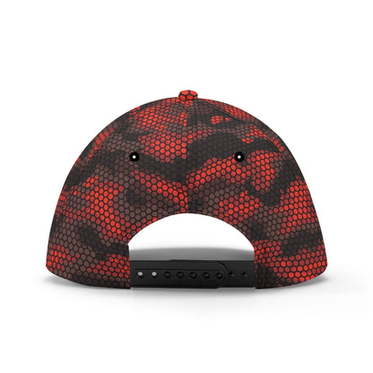 Red Camo Cap | Geometric Hive Camouflage Pattern