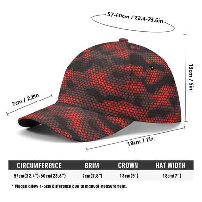 Red Camo Cap | Geometric Hive Camouflage Pattern