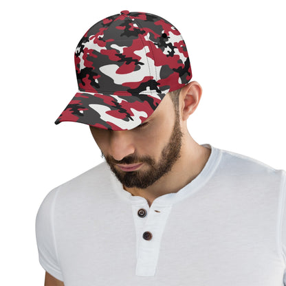 Red Camo Baseball Cap | Jungle Green, Black, and White Camouflage