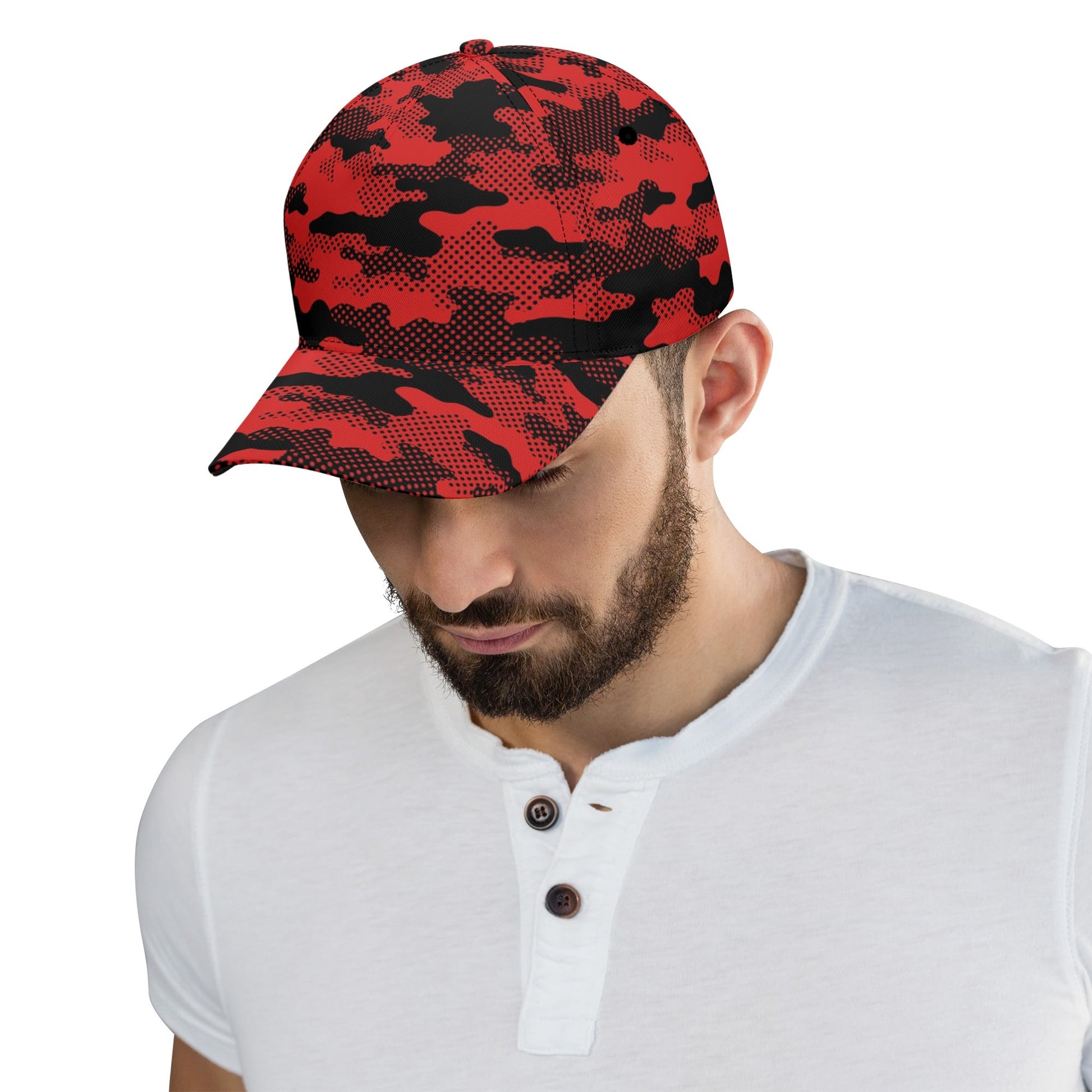 Black & Red Camo Cap | Pixel Camouflage