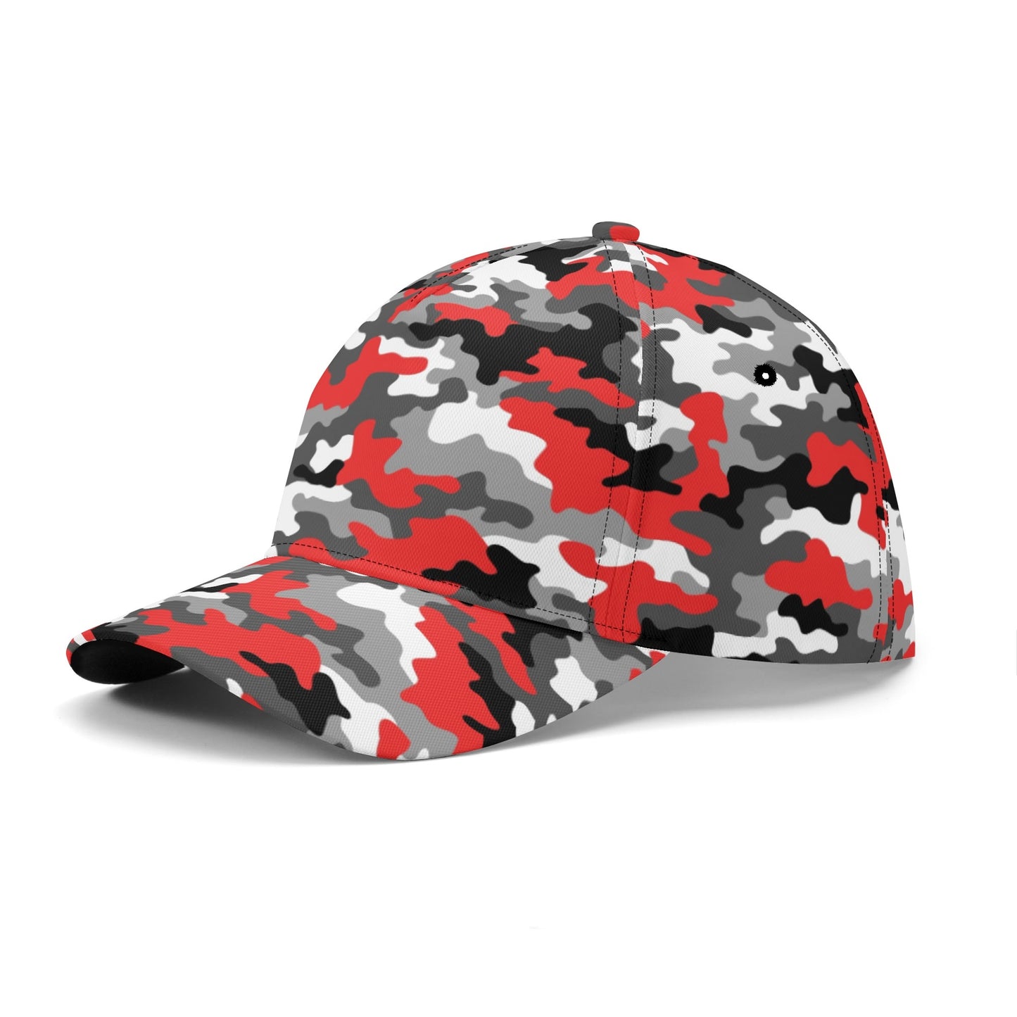 Red Camo Cap | Gray, Black, and White Mixed Camouflage