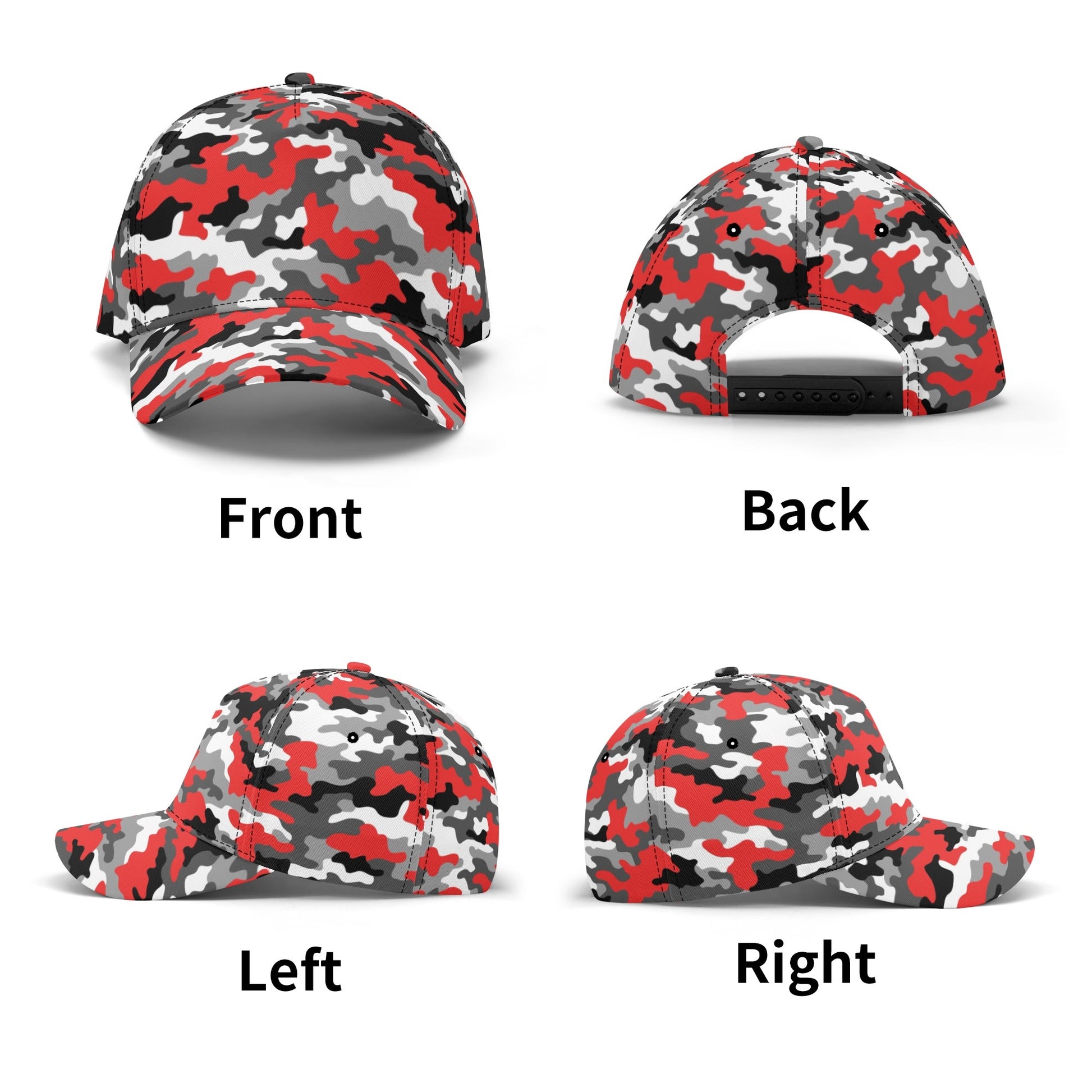 Red Camo Cap | Gray, Black, and White Mixed Camouflage