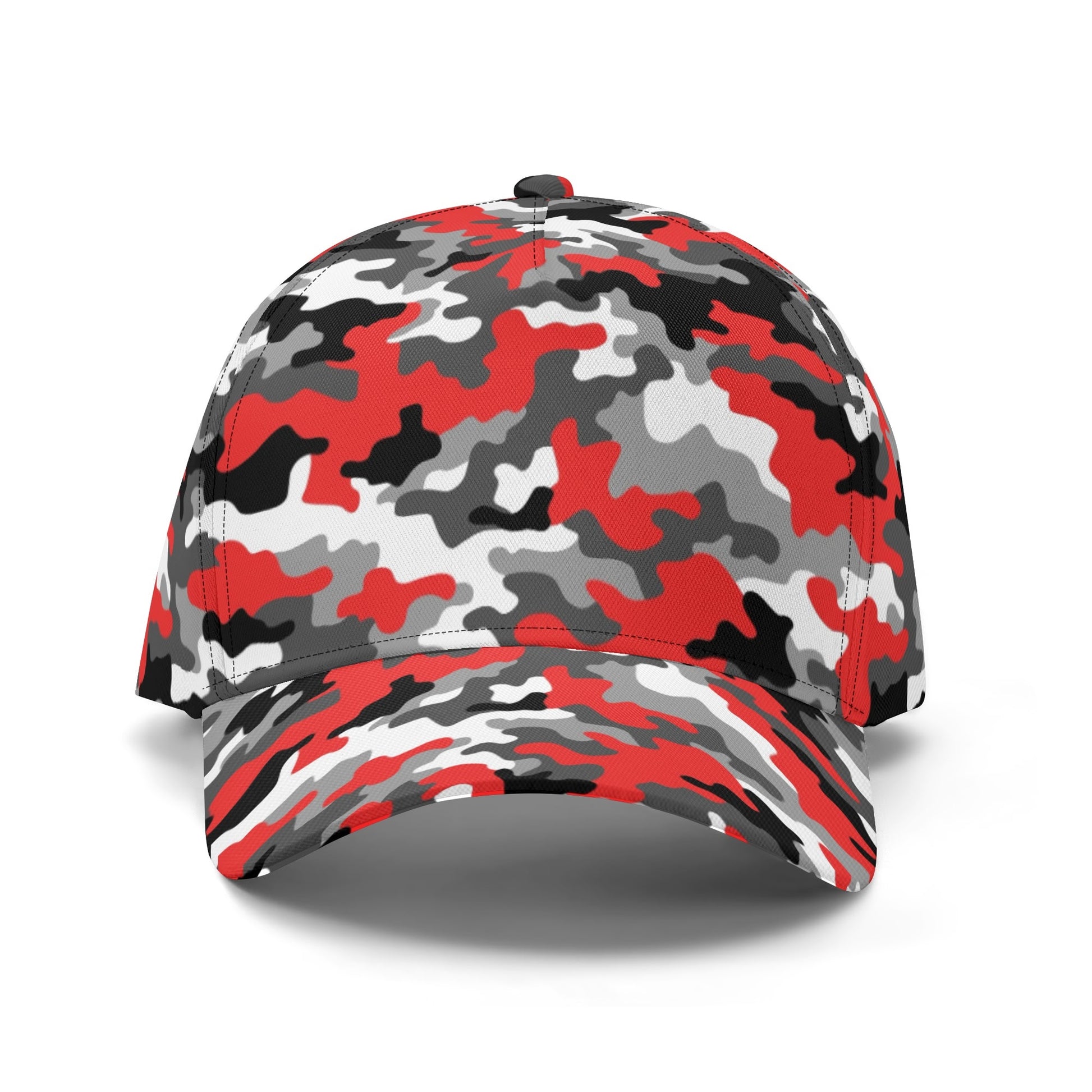 Red Camo Cap | Gray, Black, and White Mixed Camouflage