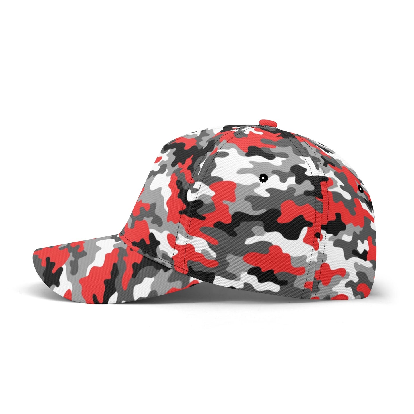 Red Camo Cap | Gray, Black, and White Mixed Camouflage