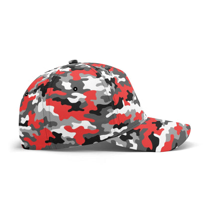 Red Camo Cap | Gray, Black, and White Mixed Camouflage