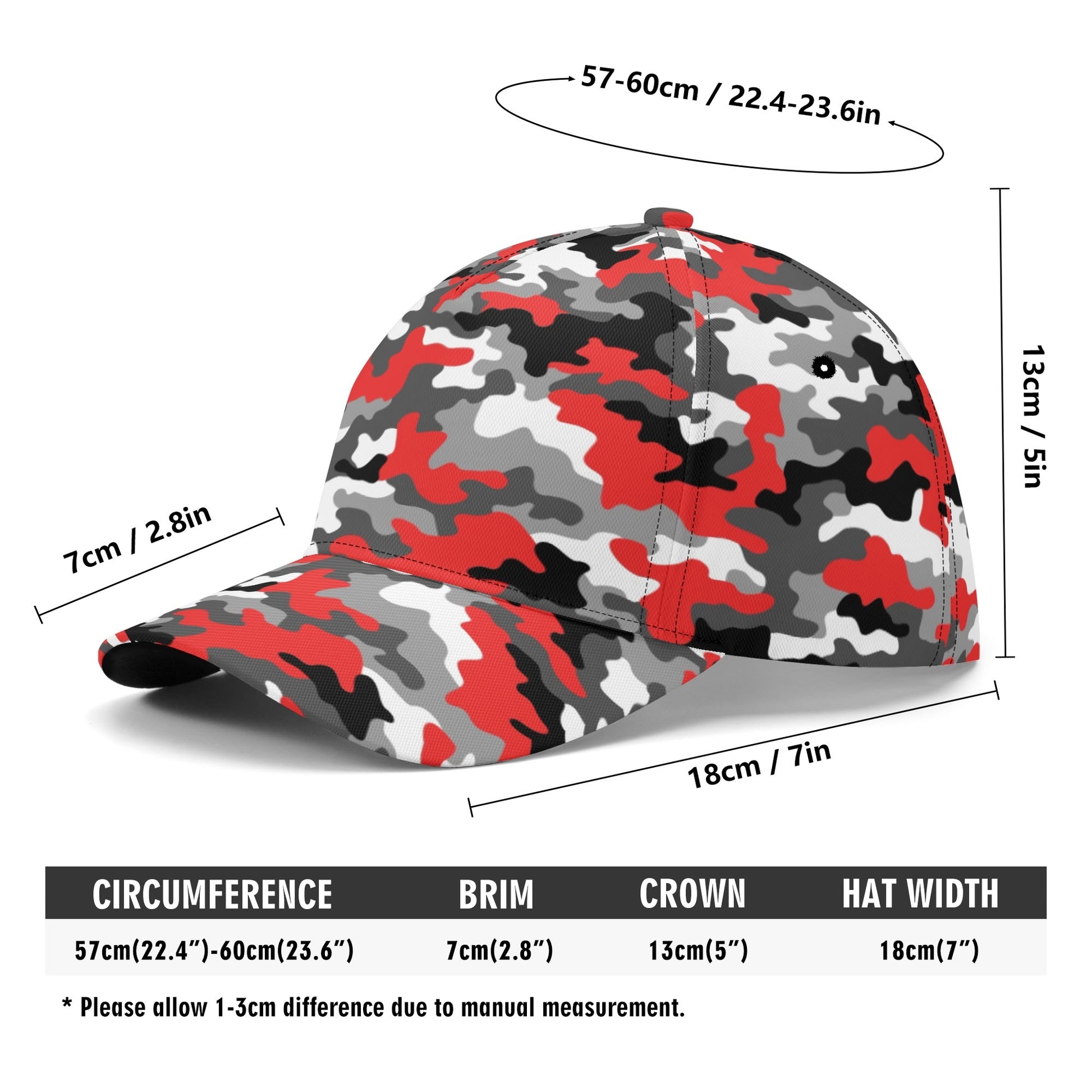 Red Camo Cap | Gray, Black, and White Mixed Camouflage