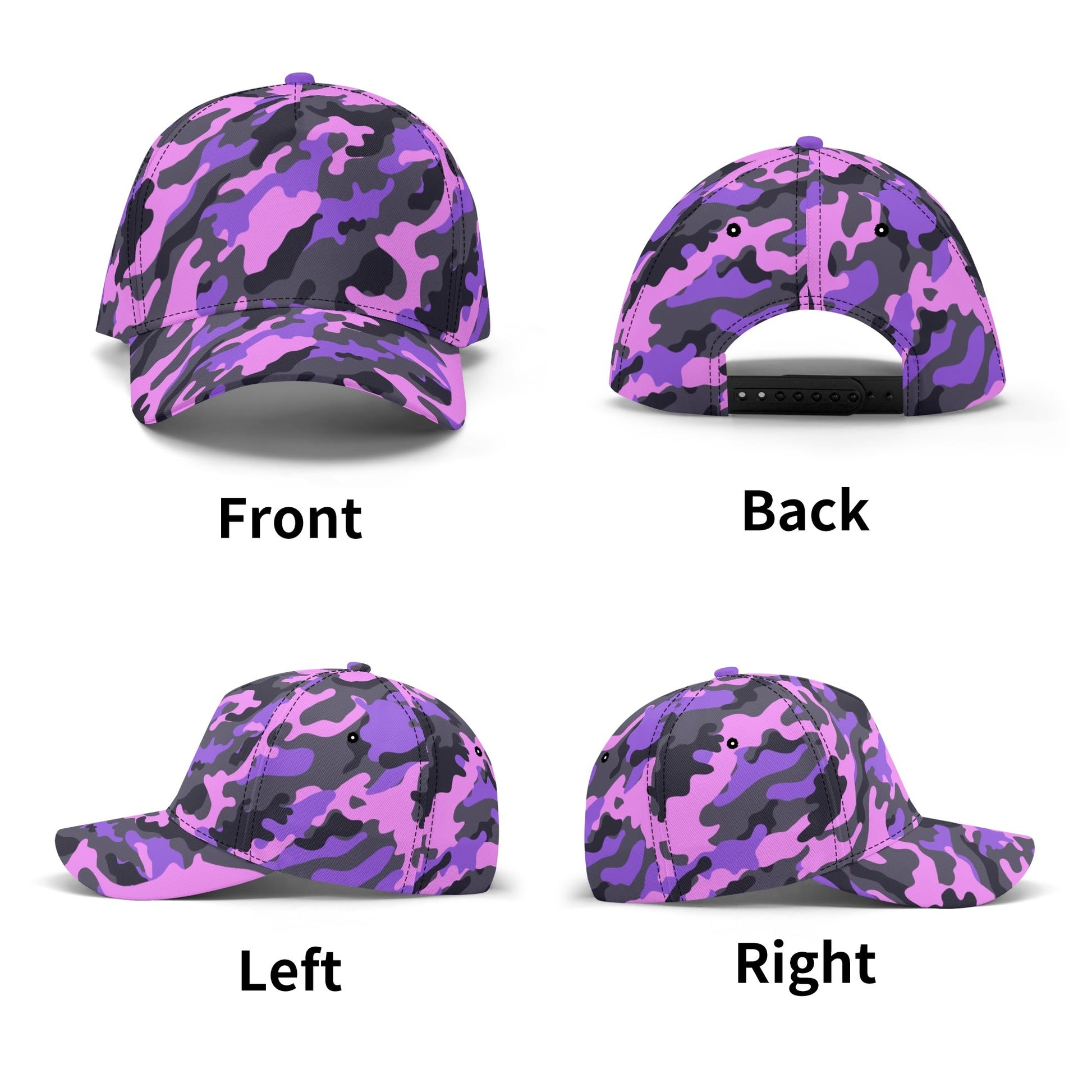 Pink Camo Baseball Cap | Black & Indigo Mixed Camouflage