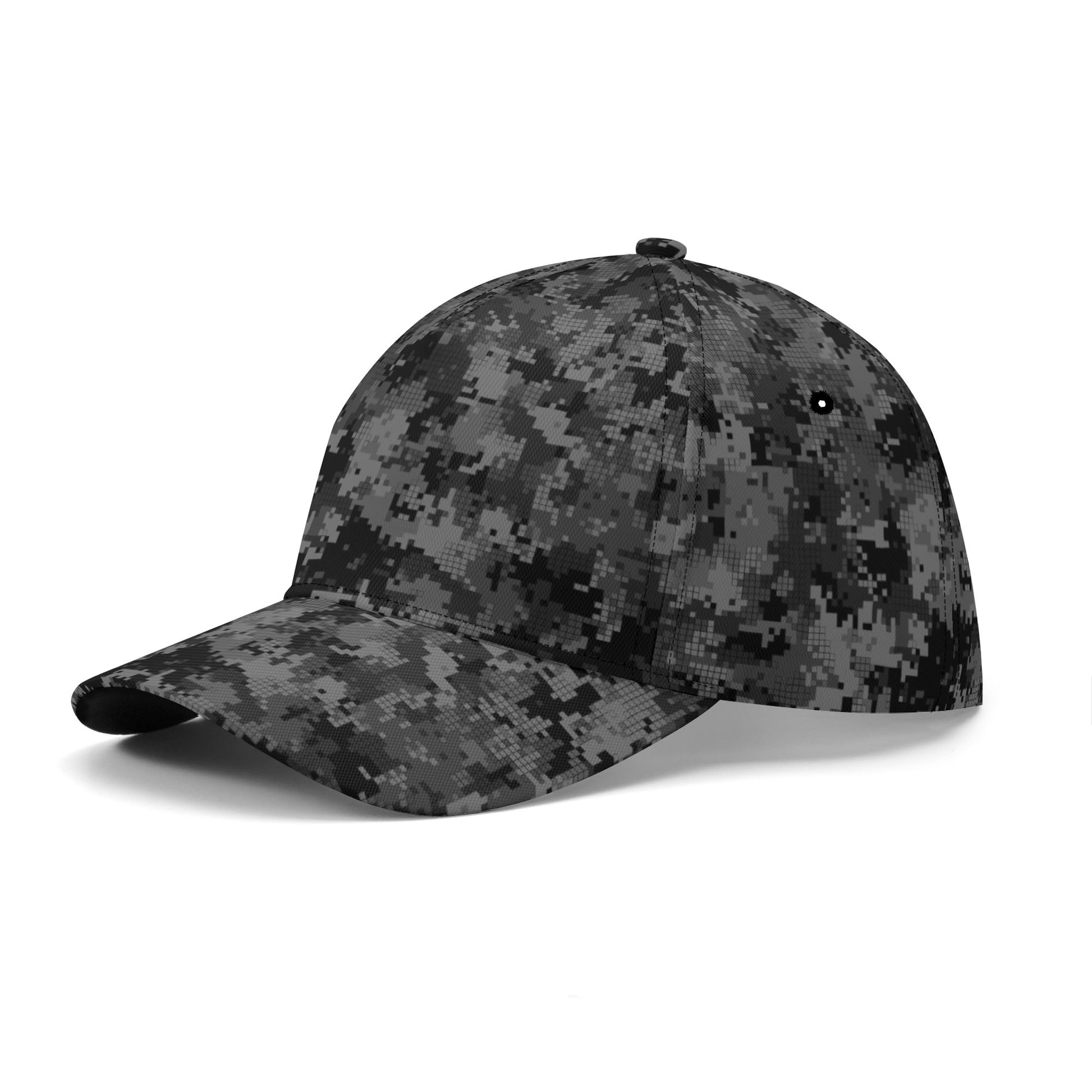 Black Camo Cap | Digital Monochrome Dark Gray Camouflage