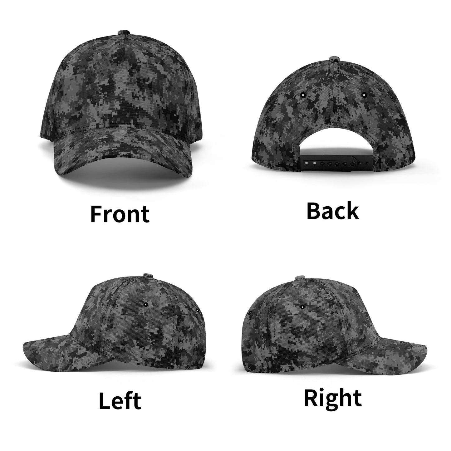 Black Camo Cap | Digital Monochrome Dark Gray Camouflage