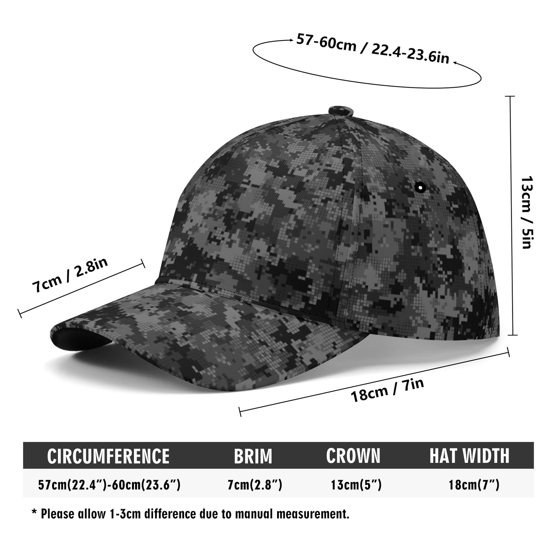 Black Camo Cap | Digital Monochrome Dark Gray Camouflage