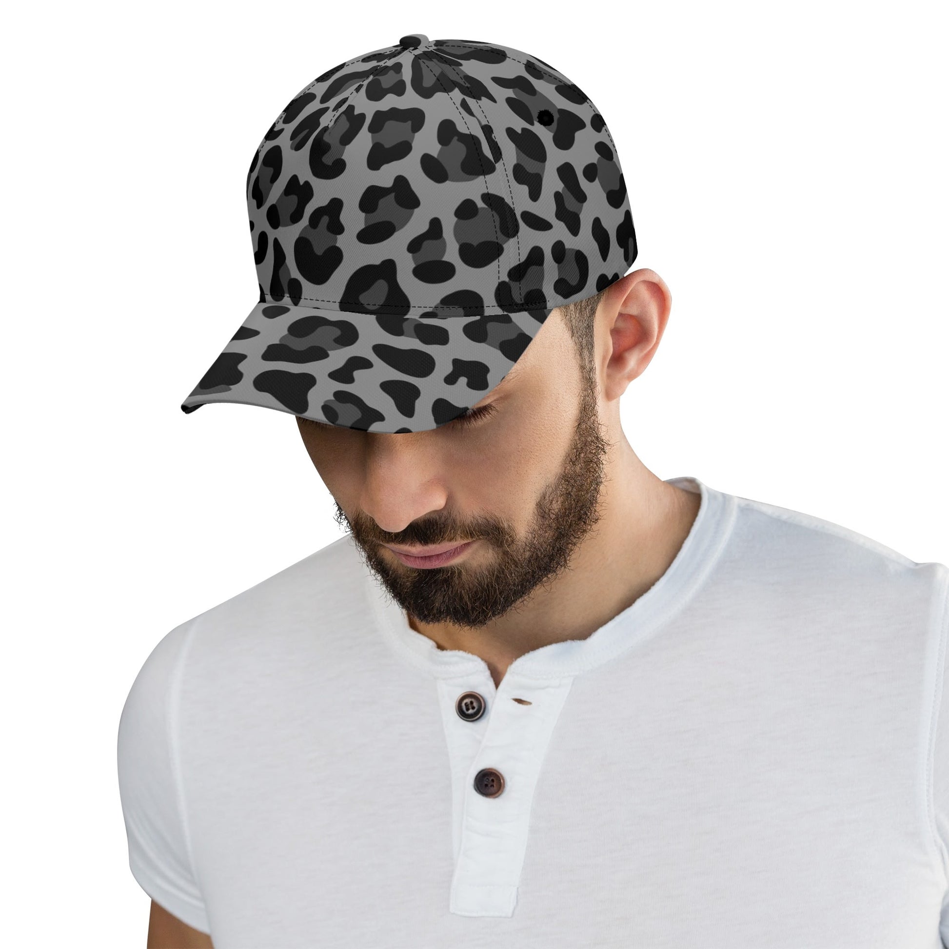 Leopard Hat | Gray and Black Print