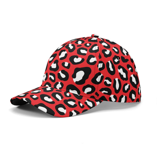 Leopard Hat | Red, Black and White Print