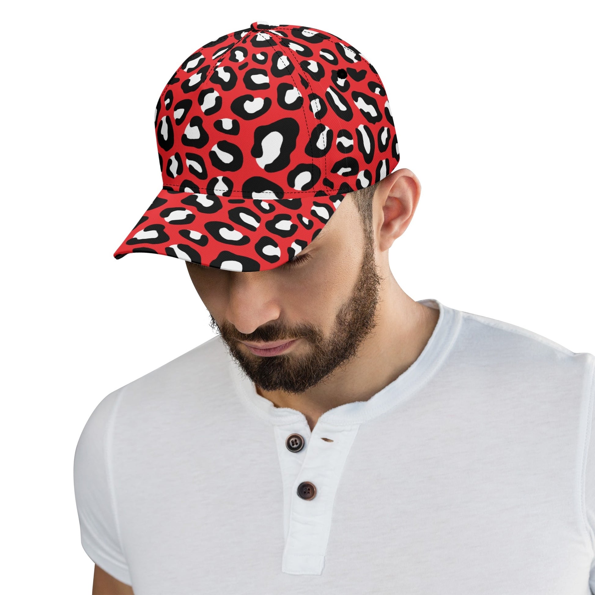 Leopard Hat | Red, Black and White Print