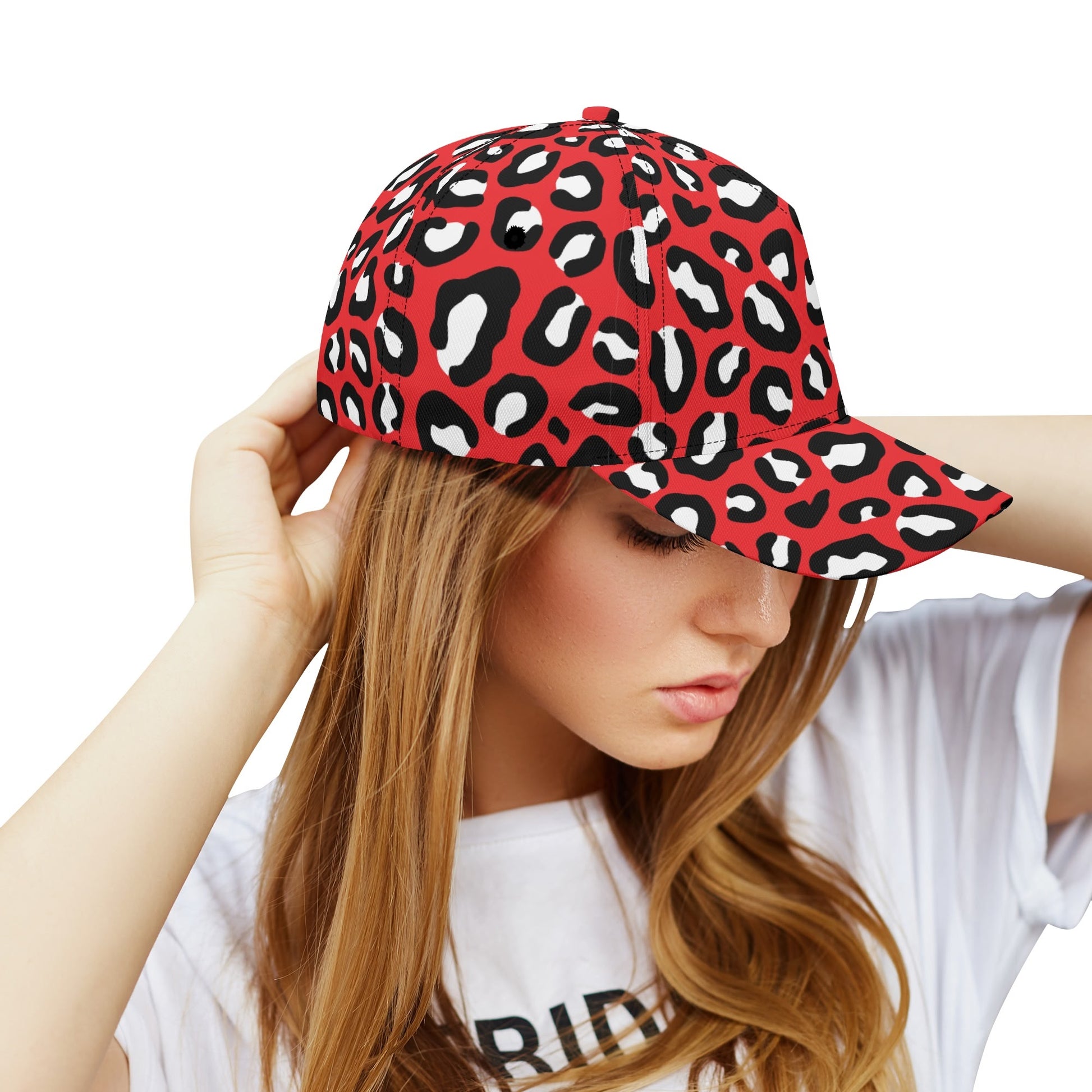 Leopard Hat | Red, Black and White Print