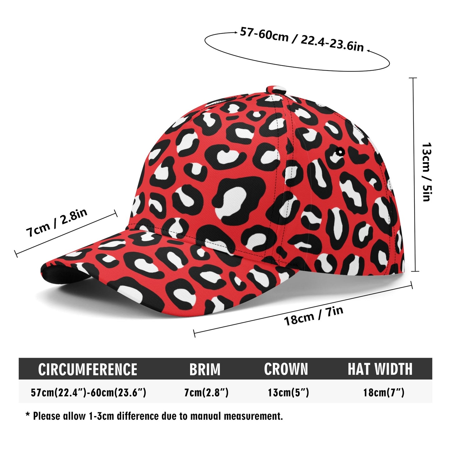 Leopard Hat | Red, Black and White Print