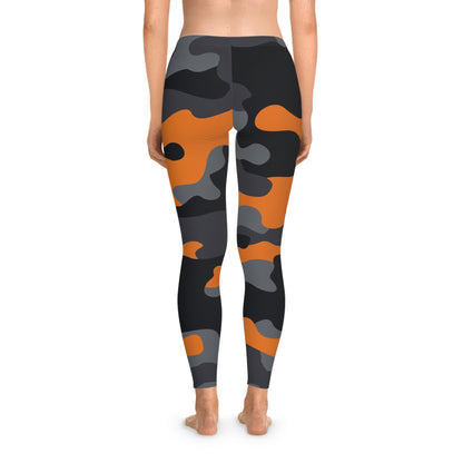 Camo Leggings For Women | Orange, Black, and Gray Camouflage