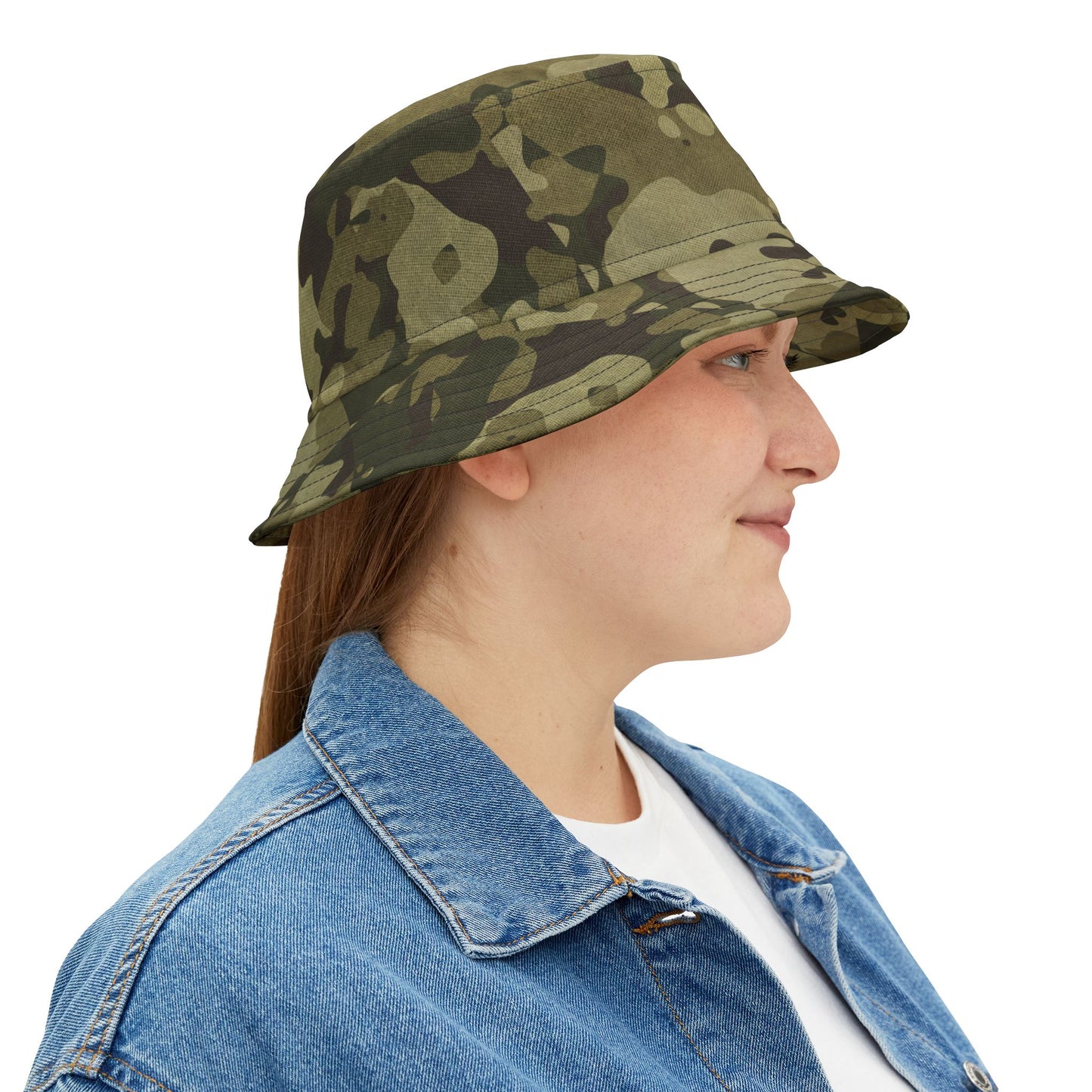 Camo Bucket Hat | Green Fabric Camouflage