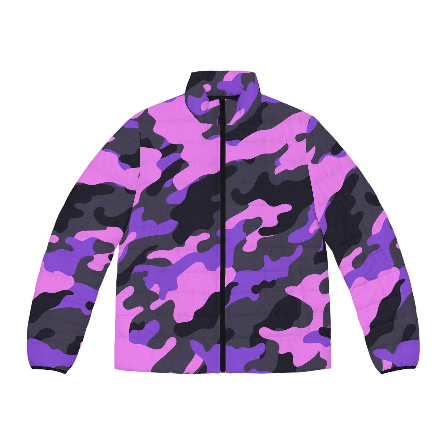 Pink Camo Puffer Jacket For Men | Mixed Black & Indigo