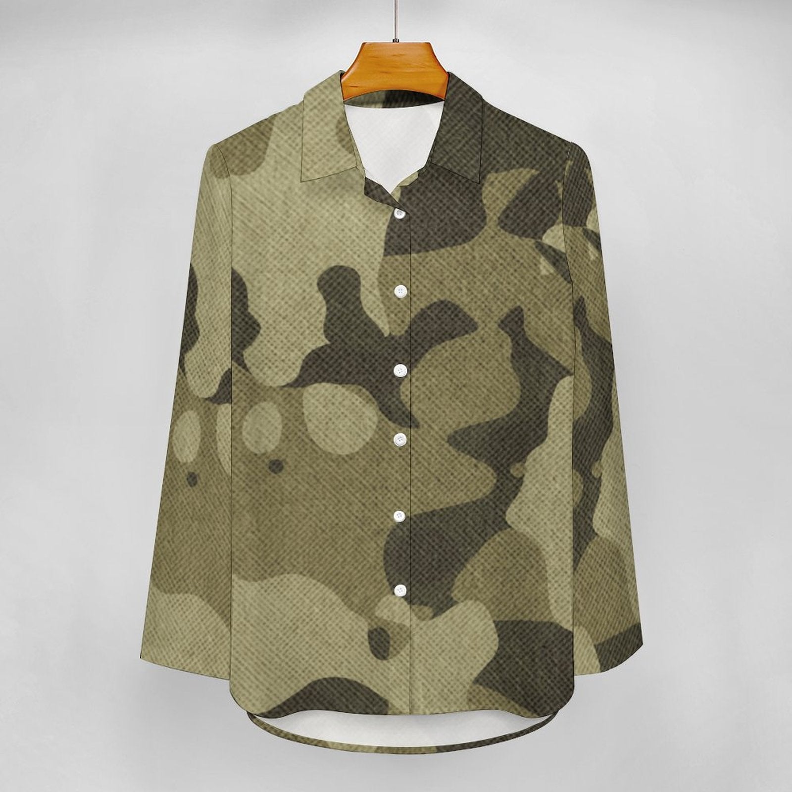 Women's Button-Up Camo Shirt | Green Fabric