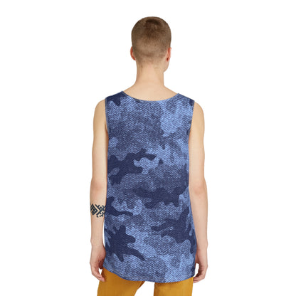 Men's Camo Tank Top | Denim Blue Camouflage | Loose Fit