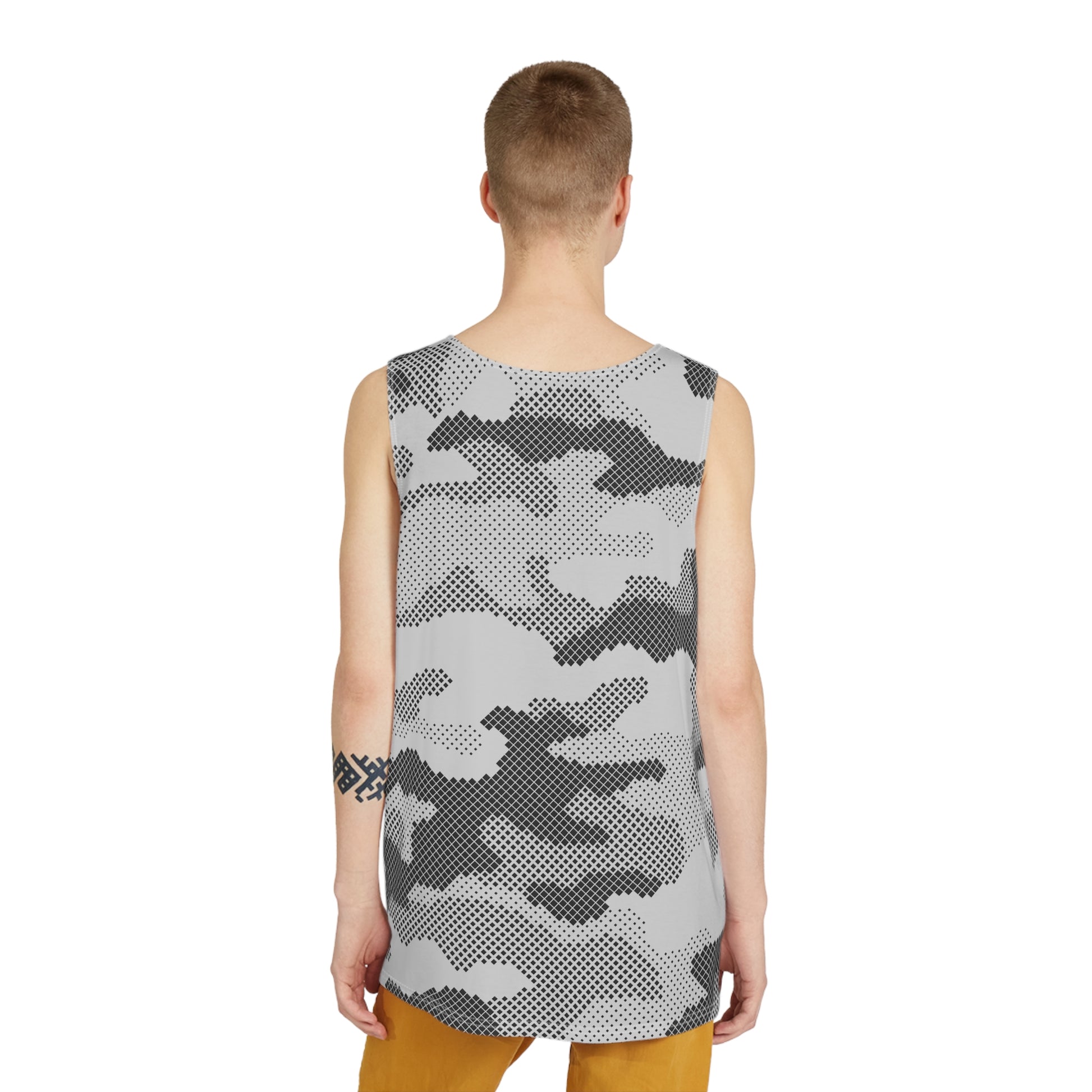 Men's Camo Tank Top | Black & White Digital | Loose Fit