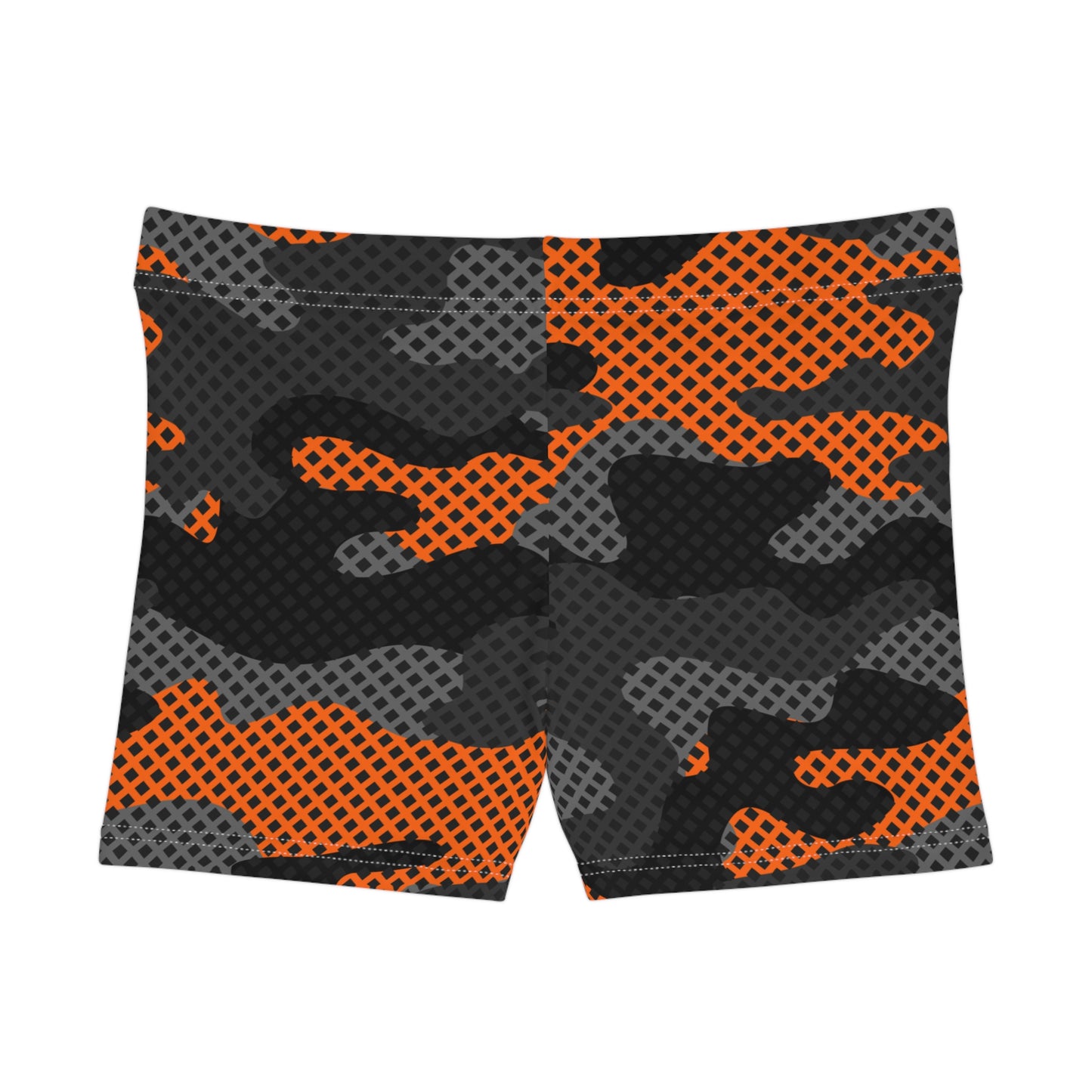 Women's Camo Shorts | Tight Fit | Black and Orange Pixel