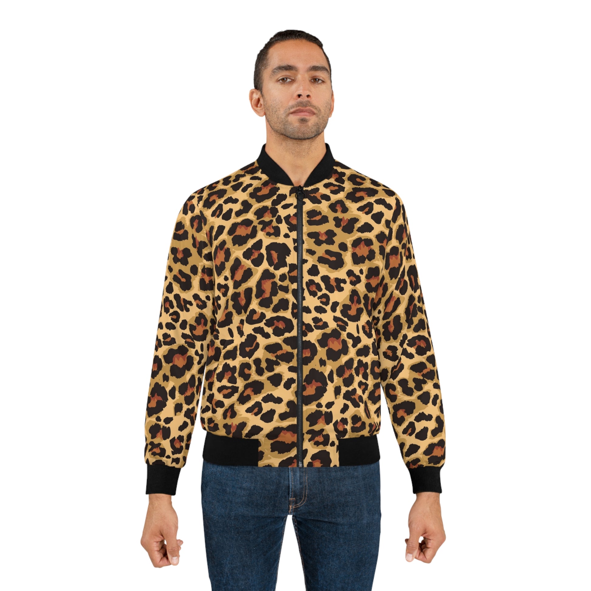 Leopard Jacket | Men's Classic Bomber | Brown and Black