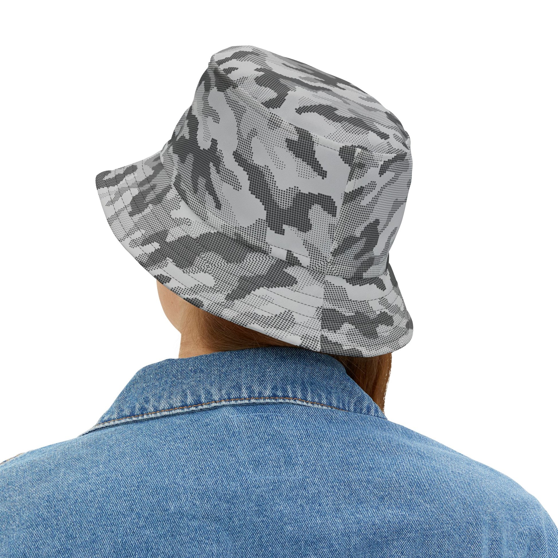 Camo Bucket Hat | Black & White Digital Camouflage