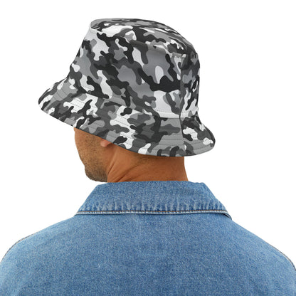 Camo Bucket Hat | Black, Gray and White Camouflage