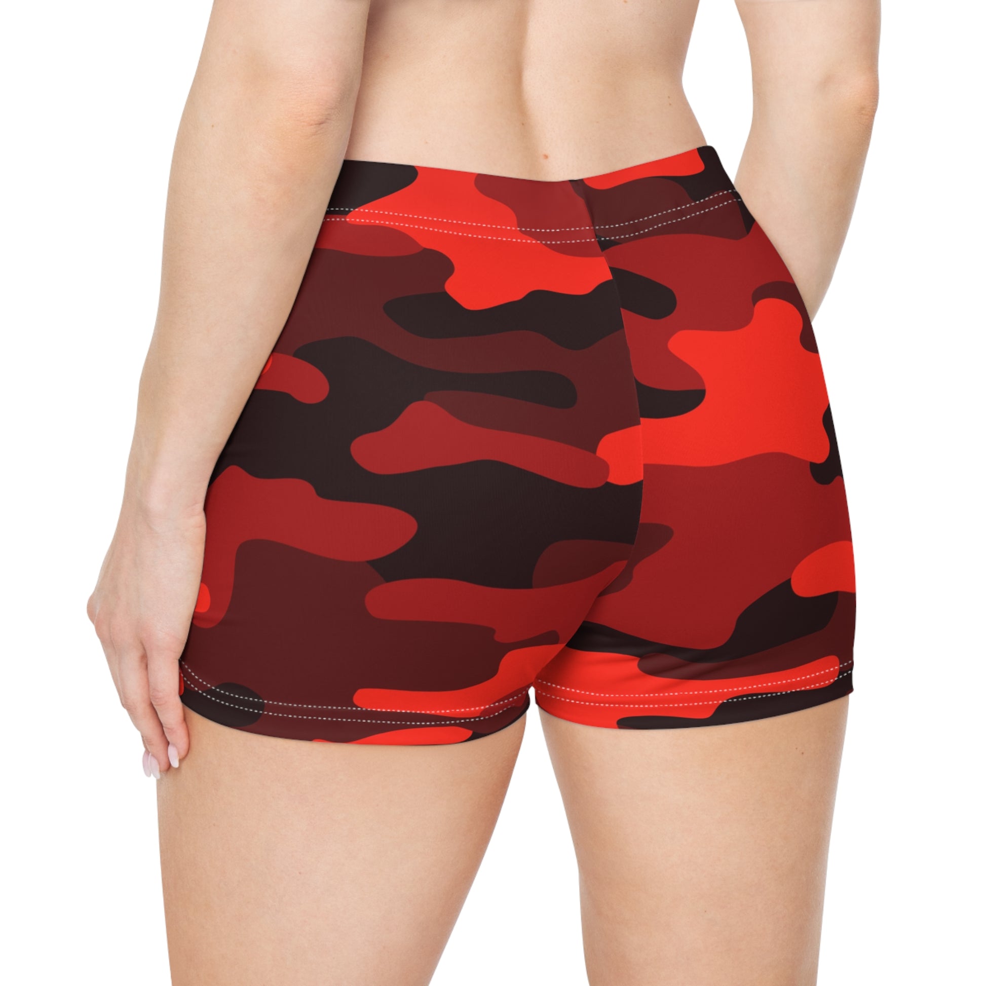 Women's Camo Shorts | Tight Fit | Scarlet Red & Black