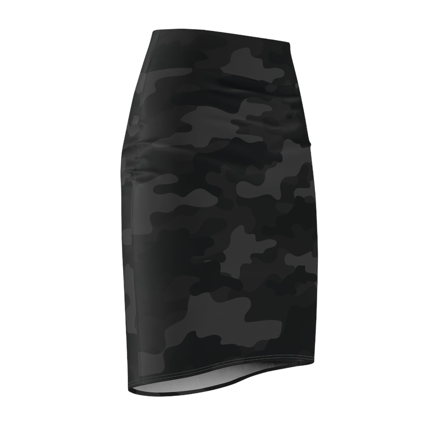 Camo Mini Skirt | Pencil Cut | Black Camouflage