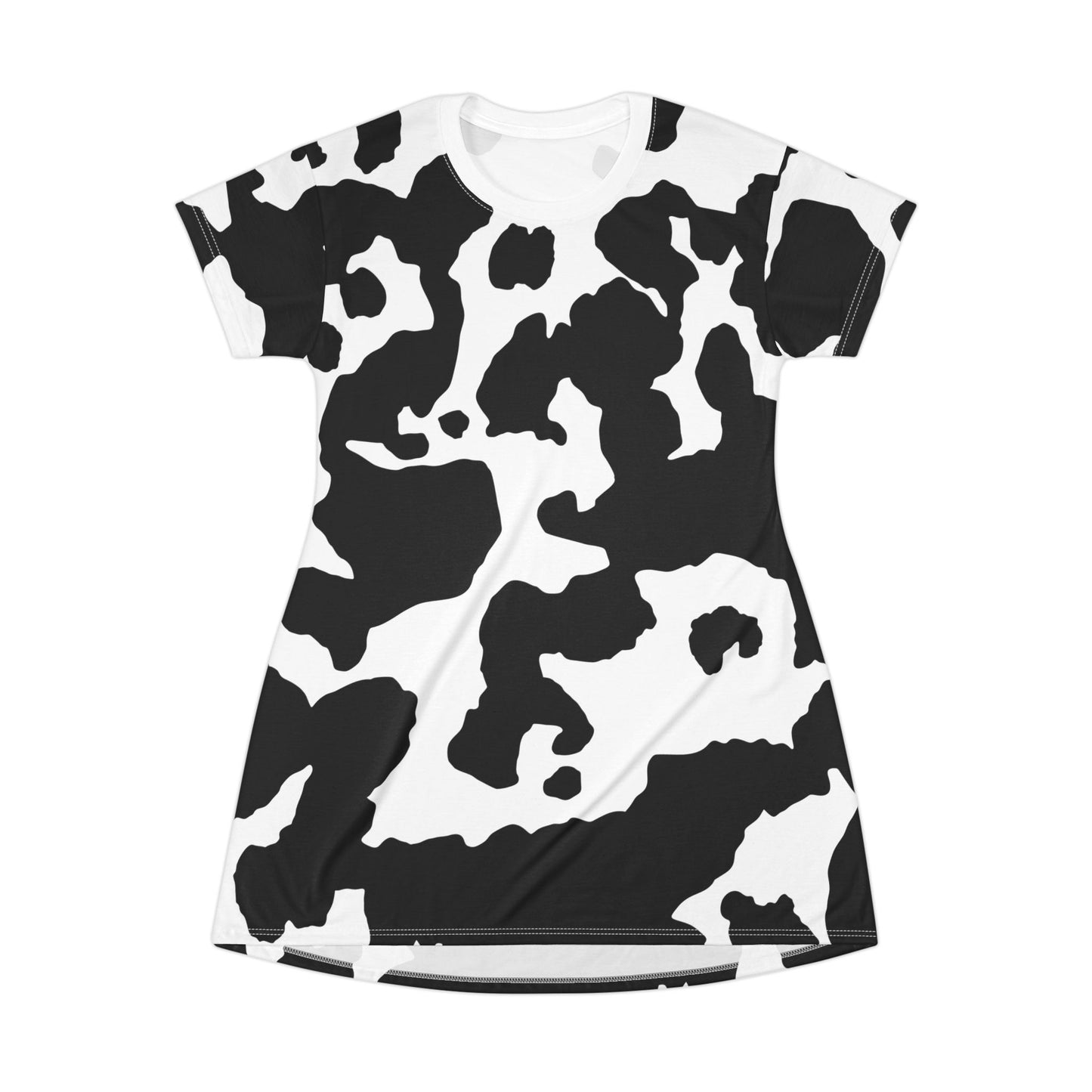 Camo T-Shirt Dress | Black and White Cow Camouflage