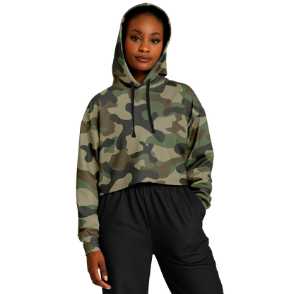 Cropped Hoodie For Women | Classic Green Camo