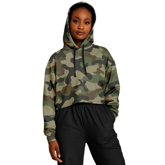 Cropped Hoodie For Women | Classic Green Camo