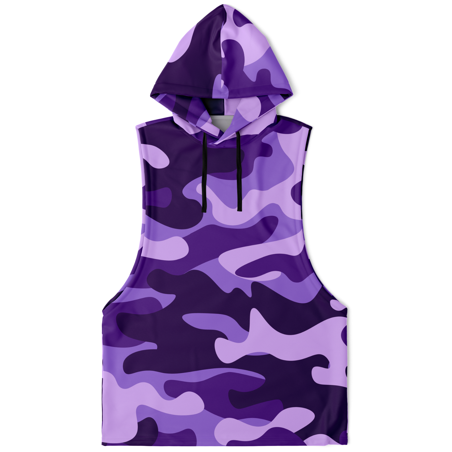 Sleeveless Hoodie | Purple, Blue & Mauve Camouflage