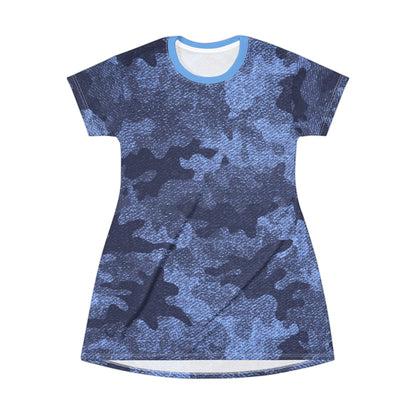 Camo T-Shirt Dress | Denim Blue Camouflage