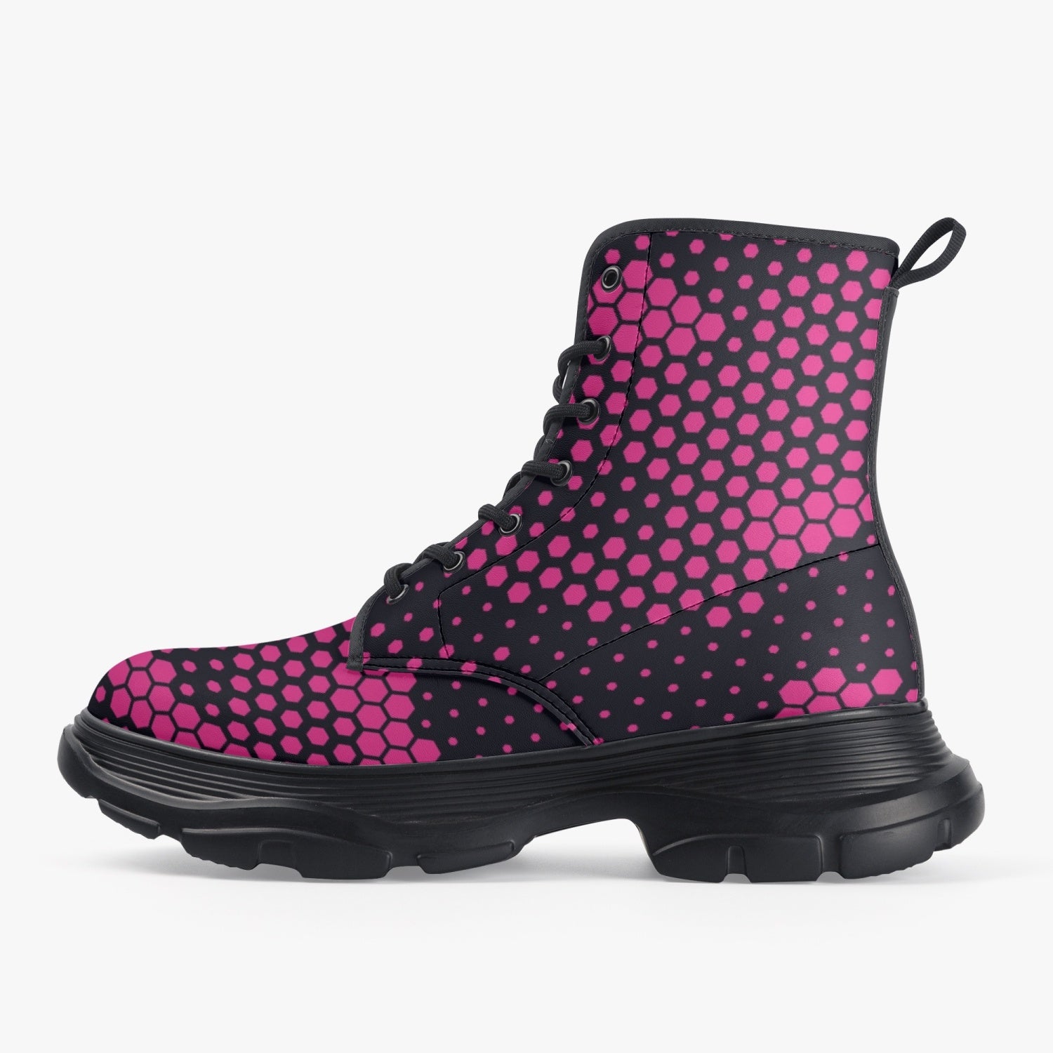 Chunky Boots | Leather in Digital Pink Camouflage