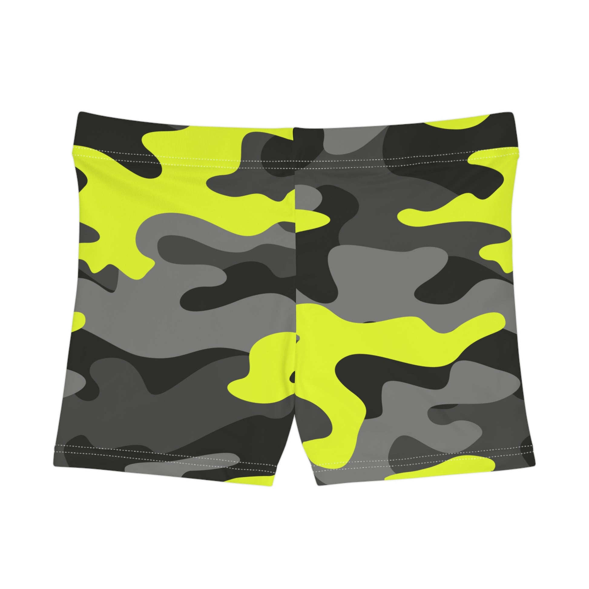 Women's Camo Shorts | Tight Fit | Black, Gray, and Yellow