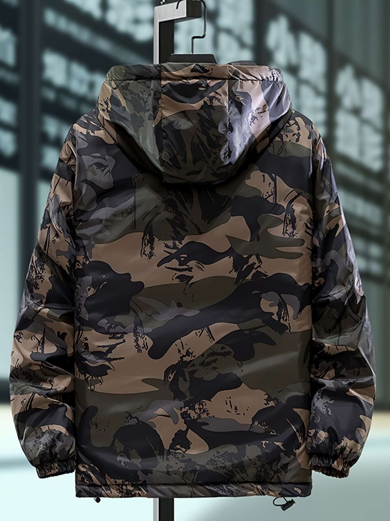 Men's Casual Puffer Coat, Camouflage Pattern Hooded Padded Outwear on sale Thermal Jacke