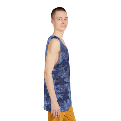 Men's Camo Tank Top | Denim Blue Camouflage | Loose Fit