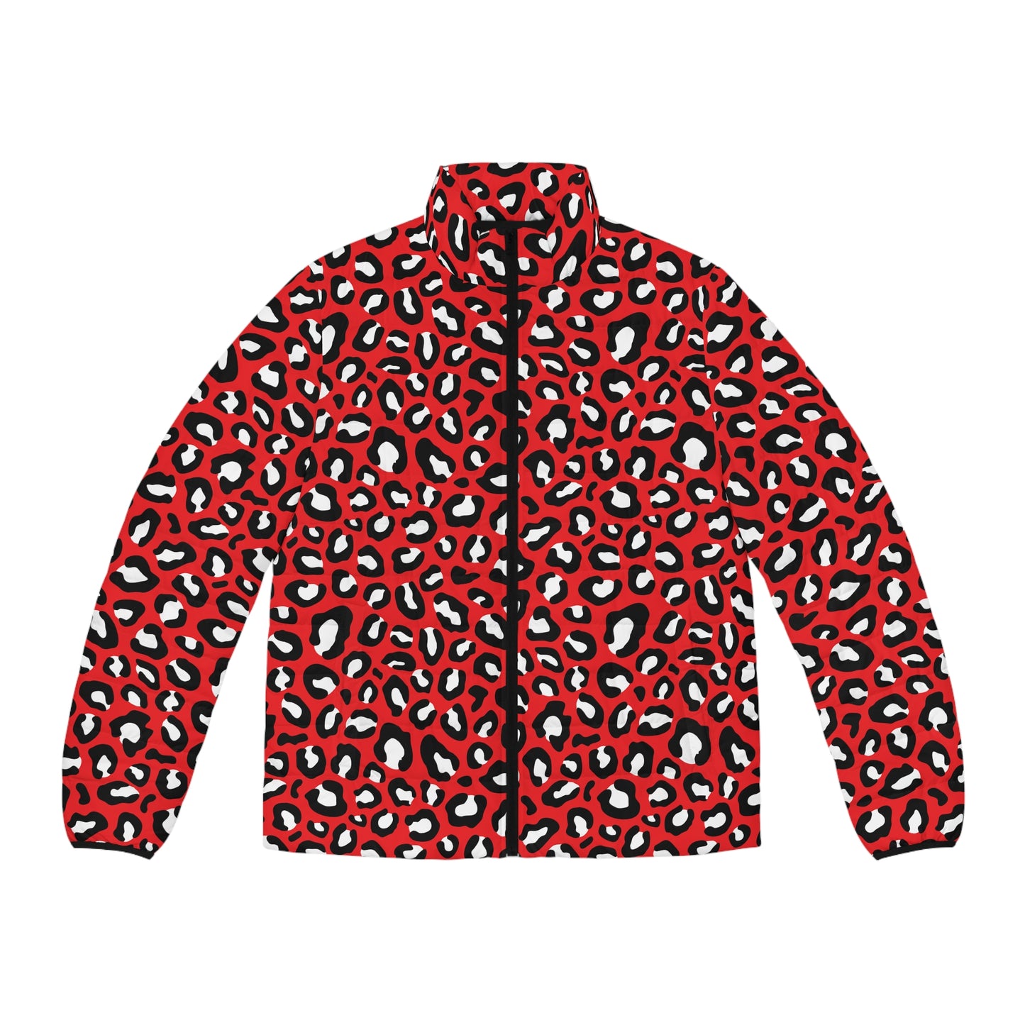 Leopard Puffer Jacket For Men | Red, Black, and White