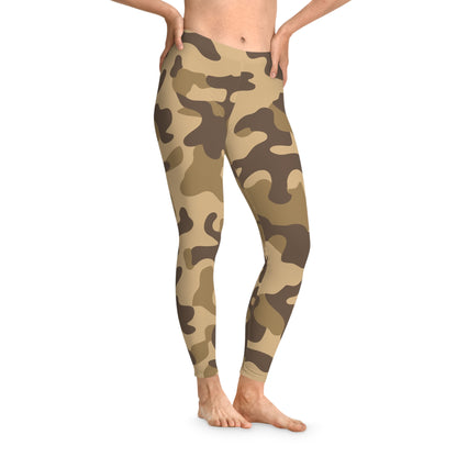 Khaki Camo Leggings For Women | Mid Waist Fit