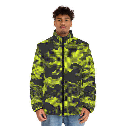 Green Camo Puffer Jacket | Dotted Military Camouflage