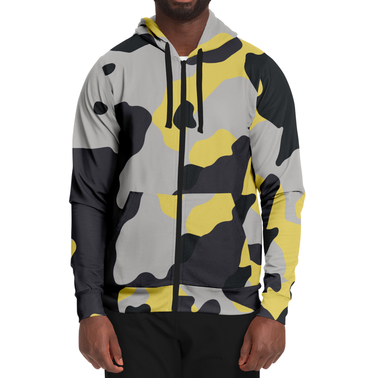 Zip-Up Hoodie | Yellow, Black & Silver Camouflage